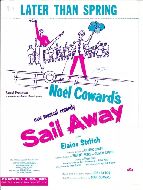 ELAINE STRITCH Broadway Sheet Music LATER THAN SPRING from SAIL AWAY Noel Coward