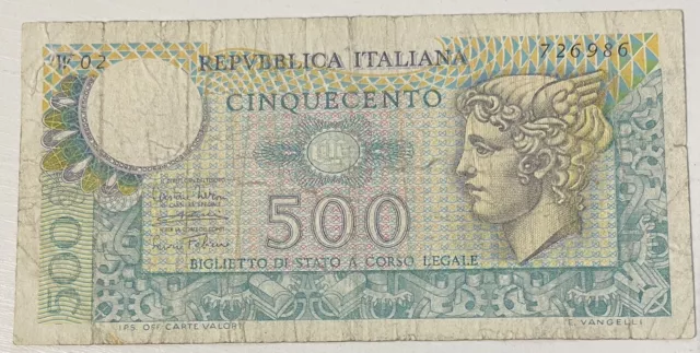 Rara Banconota 500 Lire Mercurio Serie Sostitutiva  - W02  726986