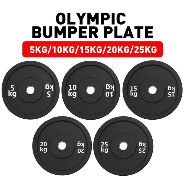 HCE Rubber Olympic Bumper Plates 5-25 KG Home Gym Fitness Weight Lifting Barbell 2