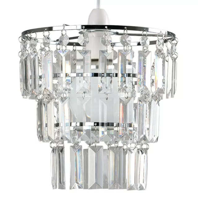 Lampshade Ceiling Pendant Light Shade Acrylic Crystal Easy Fit Chandelier Modern