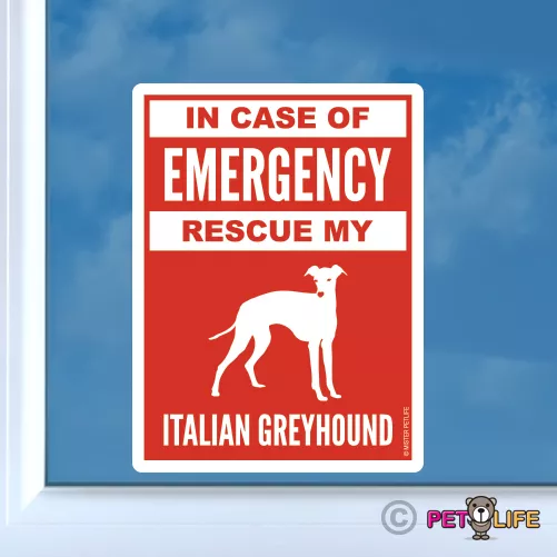 In Case of Emergency Rescue My Italian Greyhound Sticker - #2 dog safety iggy ig