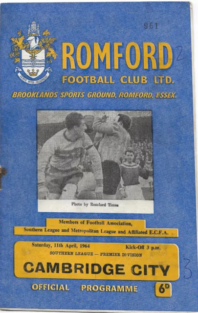 Romford v Cambridge City 1963-1964 Southern Premier League