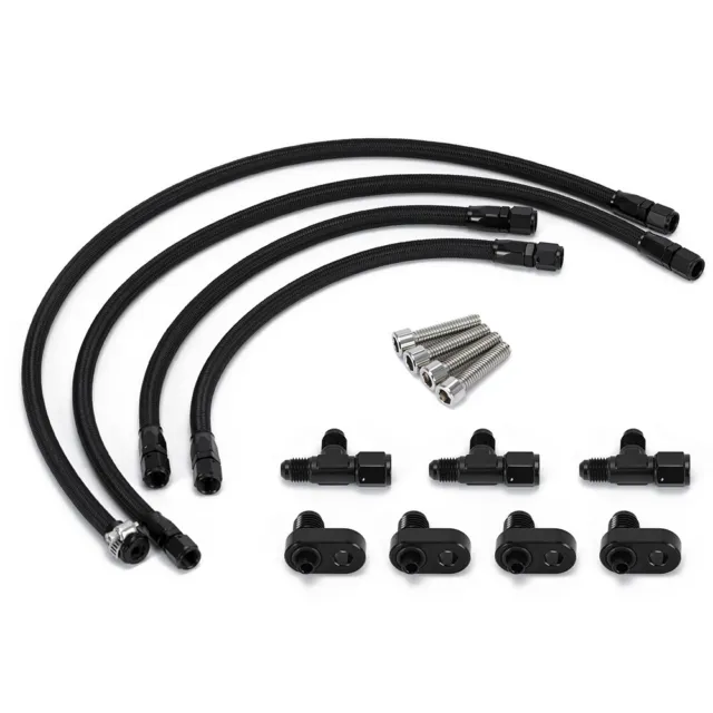Steam Vent Hose Coolant Crossover Adapters Kit 4AN Stainless Steel Braided LS1