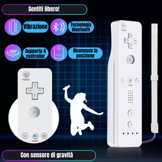 Telecomando Controller Wii con MOTION PLUS INTEGRATO - Nero- FUNZIONANTE AL 100% 2