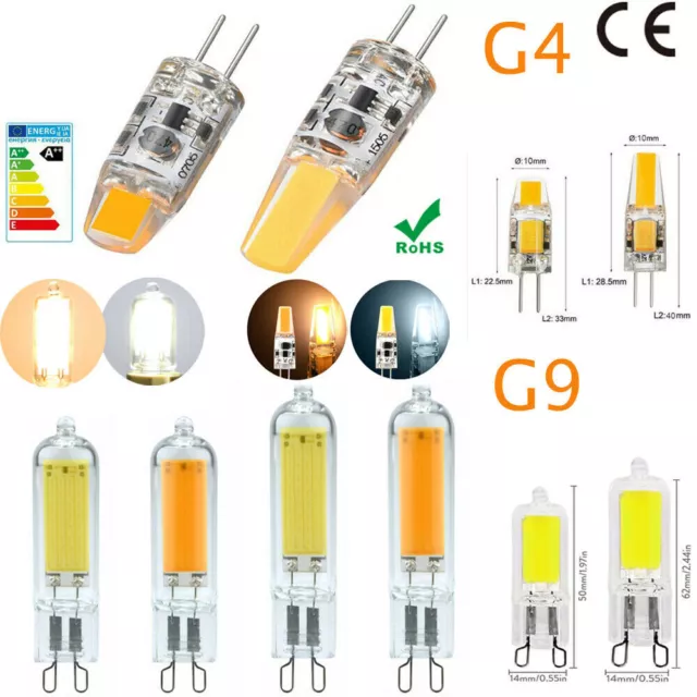 2-10X G4 G9 3W 2W Dimmbar LED COB Birnen Ersatz Lampen Stiftsockel Leuchtmittel