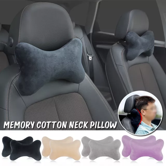 2x Car Seat Headrest Pad Pillow Soft Head Neck Rest Support Cushion Memory Foam