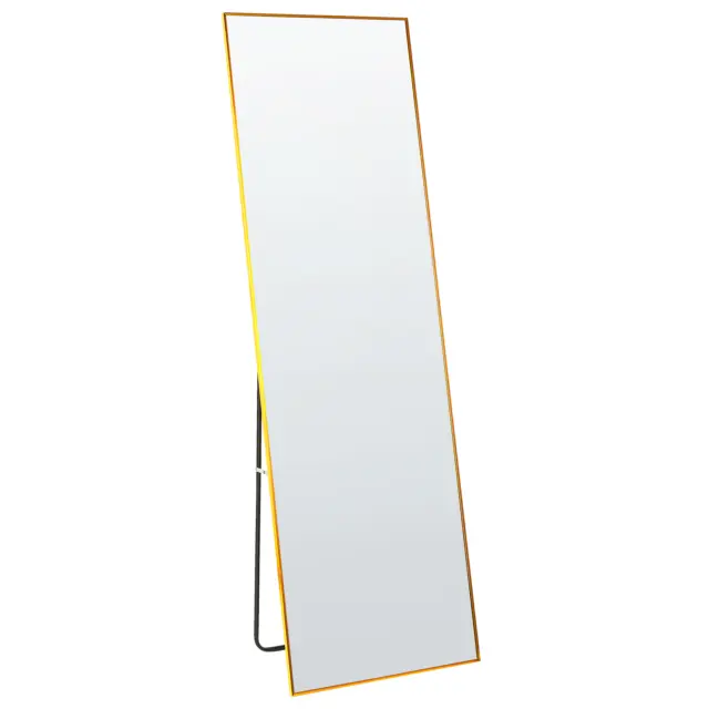 Miroir sur Pied en Aluminium Doré 50 x 156 cm Rectangle Debout Moderne Beauvais