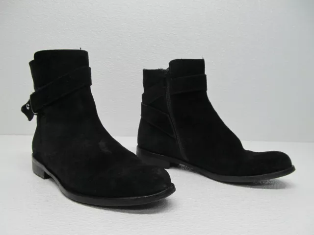 Sesto Meucci Black Suede Leather Zip Buckle Ankle Boot Size Women's 6M