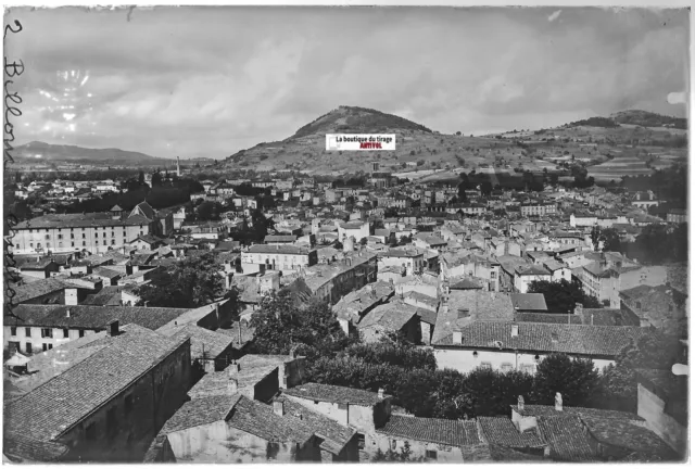 Billom, Auvergne, Plaque verre photo ancienne, positif noir & blanc 10x15 cm