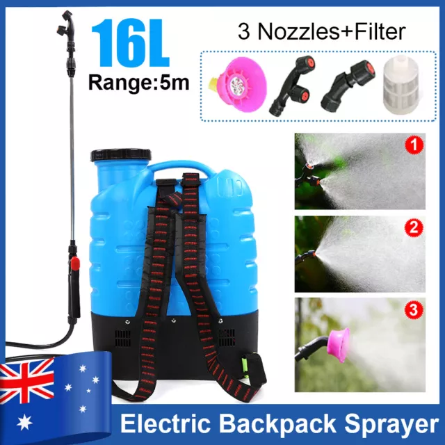 12V 16L Electric Weed Sprayer Rechargeable Backpack Farm Garden Pump Spray 5m