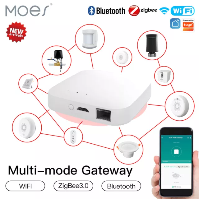 MOES Tuya ZigBee Bluetooth Multi-Mode Smart Home Gateway WLAN Mesh Hub Brücke