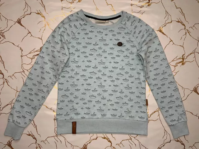 Naketano Damen Hellblaues Pullover-Sweatshirt mit Bootsmotiv, Größe S