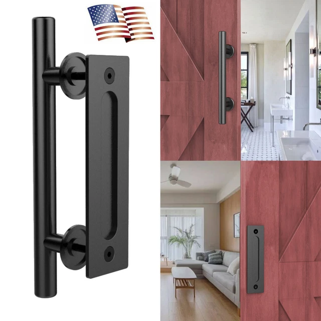 12" Iron Sliding Barn Door Handle Garages Gate Pull Flush Hardware Set 1/2/4pcs