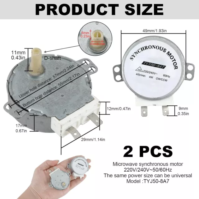 2 Pcs Motore Sincrono TYJ50-8A7 220V-240V, Giradischi a Microonde,... 2