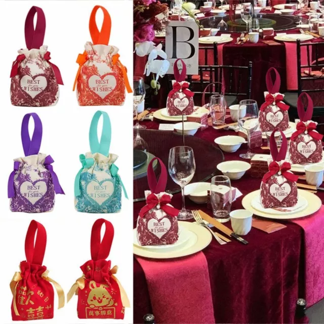 Spring Festival Cny Candy Bag Canvas Drawstring Bag Fashion Wedding Gift Bags