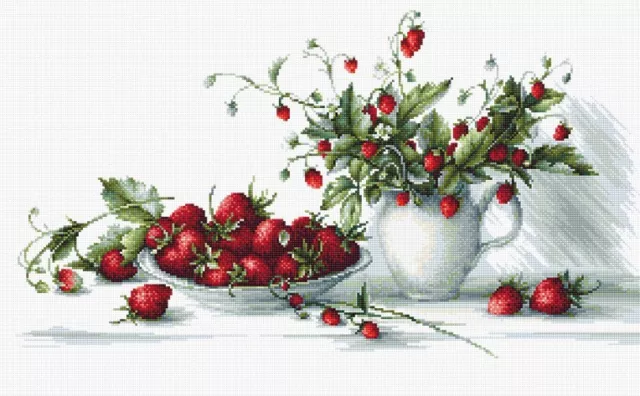 DIY Needlepoint Counted Cross Stitch "Strawberries" Embroidery Kit Luca-S