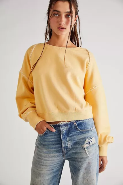Free People We The Free Mimi Pullover Sweatshirt Top Oversized Boxy M NWD 233493