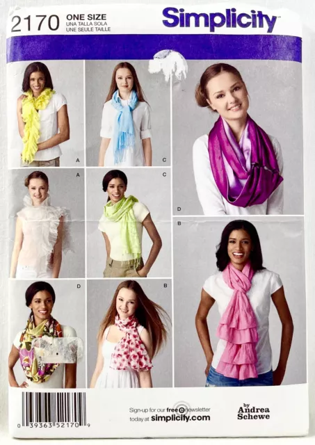 2011 Simplicity Sewing Pattern 2170 Womens Scarves 4 Styles Accessories 13841