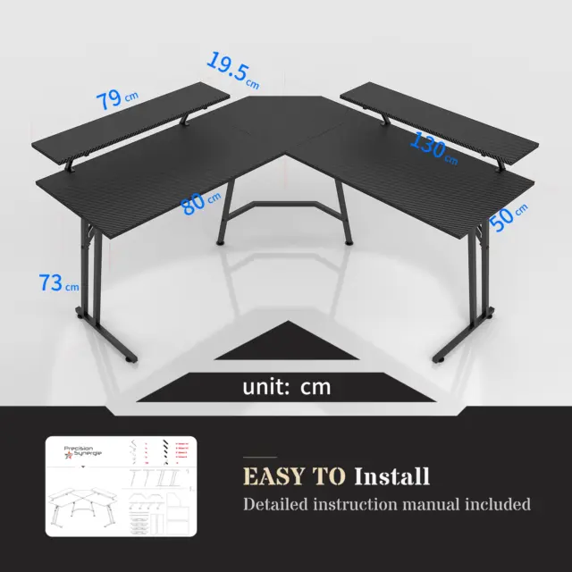 Gaming Desk Corner Desk L Shaped Computer Desk with Two Monitor Stand 3