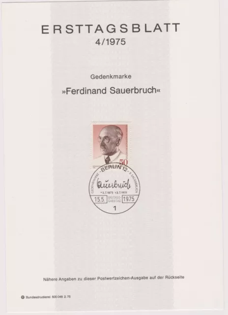 ETB 4/1975 100. Geburtstag von Prof. Ferdinand Sauerbruch