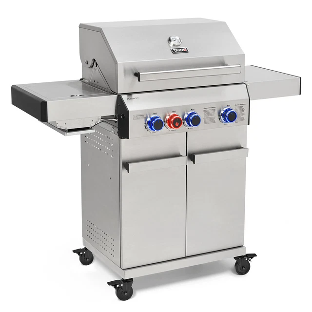 TAINO PLATINUM 3+1 Gasgrill Edelstahl BBQ Grillwagen Griller Grill Piezozündung