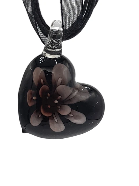 Collier Pendentif Verre Style Murano En Forme D'étoile - Orange/noir/jaune, Acier Inoxydable