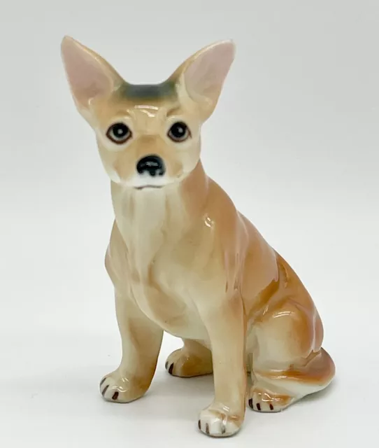 Vintage Porcelain Bone China Porcelain Sitting Chihuahua Figurine 3”