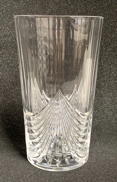 Bright Heavy Lead Crystal Vase w Deeply Cut and Fire Polished Art Deco Drapes 8"