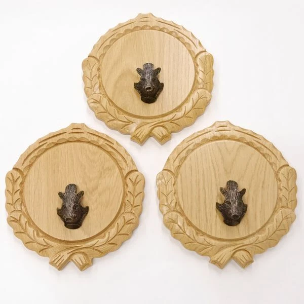 3 Pieza Keilerschilder Tallado Claro Af 14cm Con 3 Jabalí Cabeza Portada Pequeño
