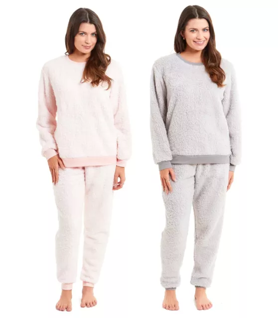 Womens Fluffy Pyjamas Soft Teddy Pyjama Set Lounge Wear Winter PJs