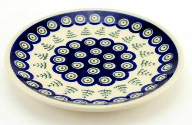 Polish Pottery Plate 7.5 Inch from Zaklady Boleslawiec in Peacock Pattern