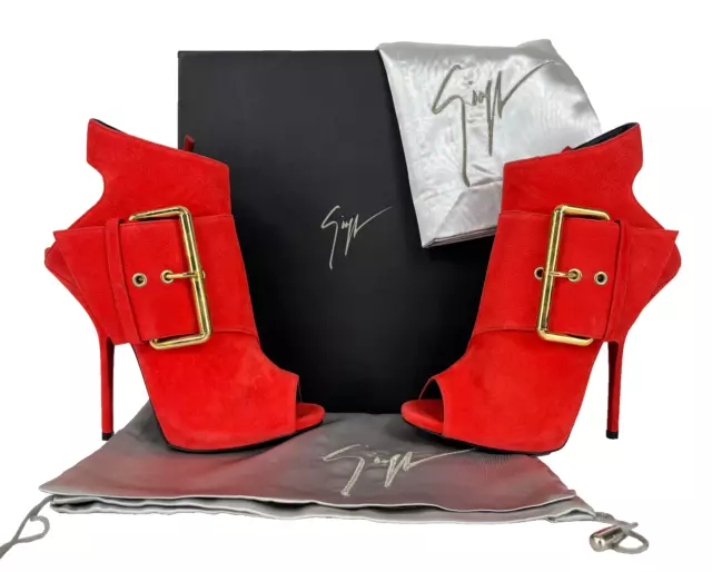 Giuseppe Zanotti $1,250 NIB Auth 10 US 40 EU Red Leather Heels Bootie Shoes Bag