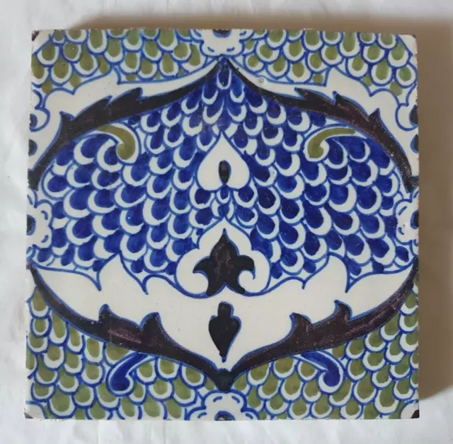 Gorgeous Hand Painted 6 Inch Tile, Circa 19Th Century.