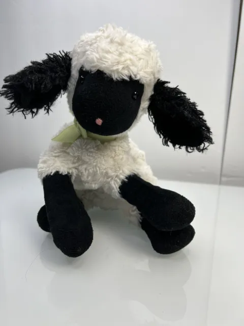 Bunnies by the Bay Black And White Lamb Sheep Plush 12" Stuffed Animal Toy Lovey