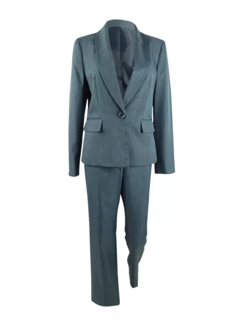 Le Suit Women's One-Button Pantsuit (4, Granite Multi)