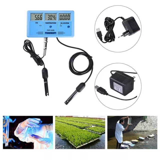 Temp/PH/EC/CF Test Water Quality Meter Hydroponic Aquarium/ Spa/Pool Monitor