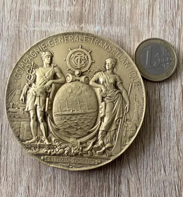 Medaille Argent Massif Vermeil Compagnie Generale Transatlantique Par Pagnier