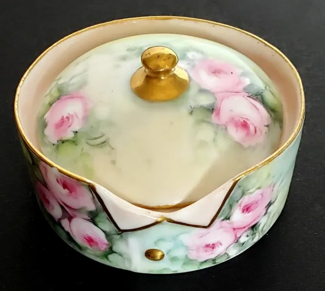 Antique Hand Painted Porcelain Collar Button Box Rosenthal
