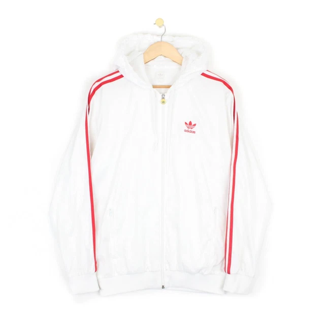 Giacca tuta Adidas vintage bianca cerniera intera tuta con cappuccio taglia M