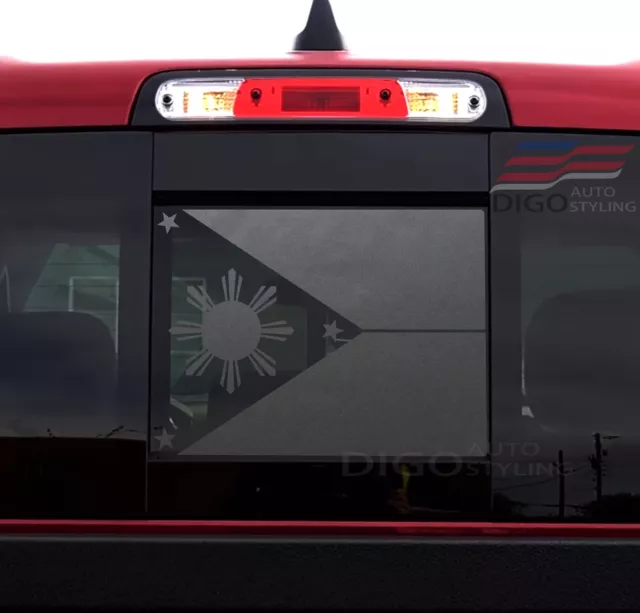 Fits 2009 - 2023 Dodge RAM Back Middle Window Philippines Flag Decal Sticker Blk