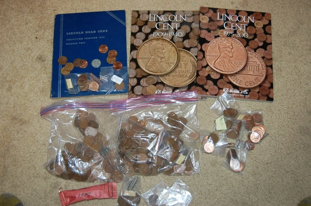 3 Books for Lincoln Head Cents (Partial) -  Over 500 Loose Wheat Coins