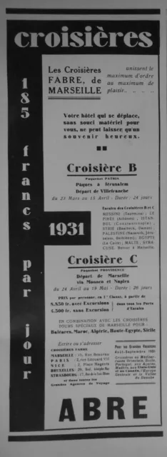 1931 Fabre De Marseille Cruises Liner Patria Et Provence