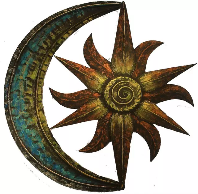 Sun Moon Wall Art Metal Plaque Decor Hang Deck Patio Yard Porch Garden Fence Inn