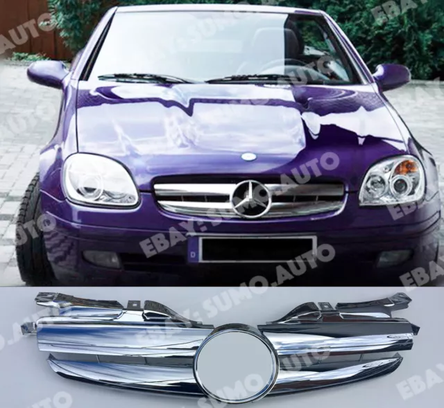 Mercedes Benz SLK R170 grille 1996-04 twin blade SLK32 AMG chrome SLK230 SLK200