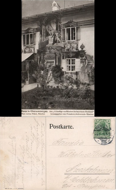 Ansichtskarte Oberammergau Haus Ansicht, reich verzierte Fassade 1911