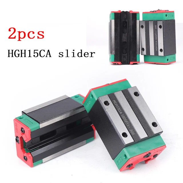 2x High Precision HGH15CA Linear Rail Block Black Wear Resistance Motion Guiding