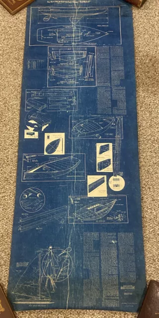 Vintage 1935 Seaworthy 15 Ft Sloop SUNRAY  Sam Rabl Modern Mechanic Blueprints
