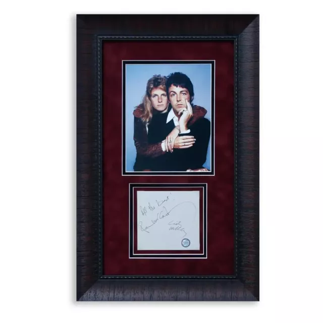 Paul and Linda McCartney Signed Autograph Page-Custom Framed. With COA