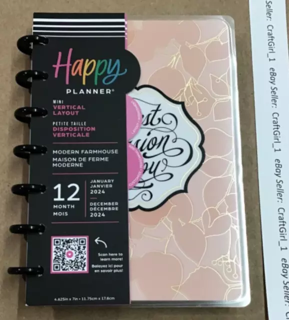 NEW! HAPPY PLANNER 2024 "MODERN FARMHOUSE” MINI Vertical Layout 12 Mo