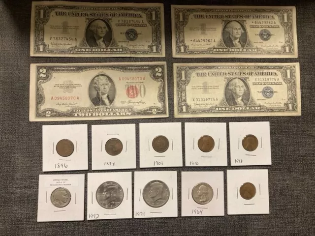 Vintage Money LOT Star Note Silver Certificates Two Dollar Red Seal Indian Head